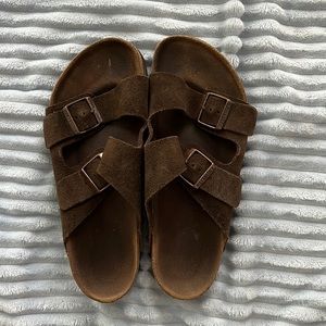Suede leather Birkenstocks brown